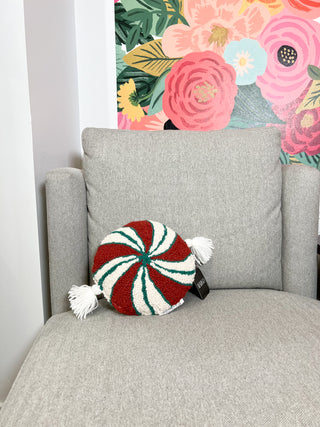 Candy cane pillow, circle pillow