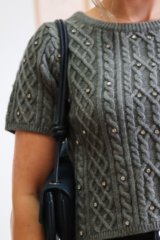 Ronnie Rhinestone Short Sleeve Sweater