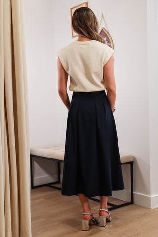 Midi skirt, navy skirt, pleated skirt, navy midi skirt