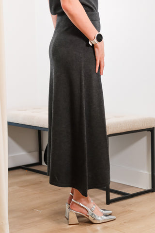 grey midi skirt, gray midi skirt, dark grey midi skirt, dark gray midi skirt, fall skirt, midi skirt, skirt set