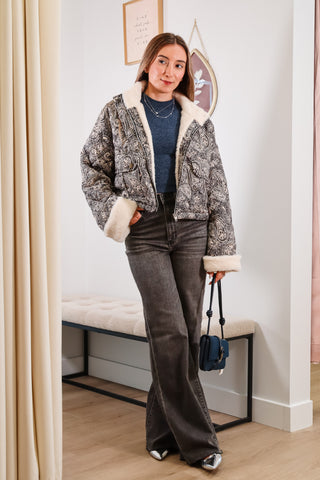 Cool Girl Quilted Puffer Sherpa Lined Jacket