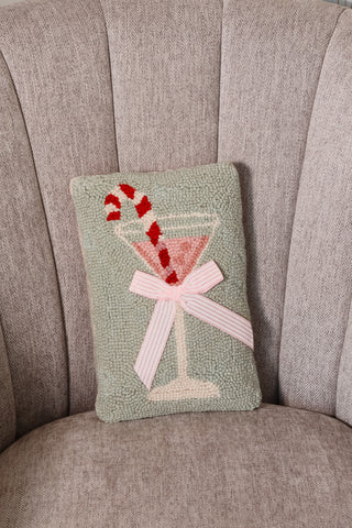 Green peppermint martini pillow, peppermint, holiday pillow