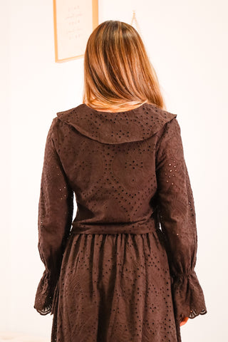 Cute brown Fall long sleeve top for fall, Fall brown top, Brown fun textured top for fall, Brown top