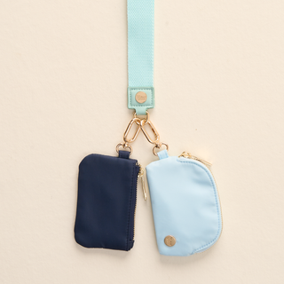 Blue wristlet, Keychain wallet, Blue and Navy blue wallet