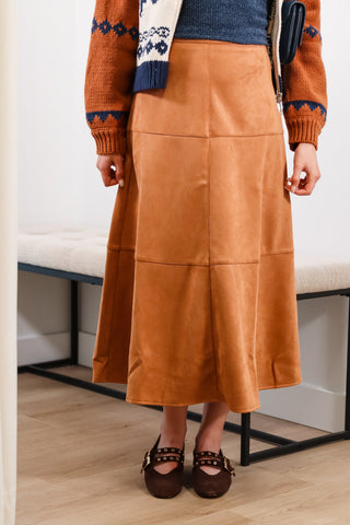 Risk Taker Faux Suede Exposed Stitch Skirt