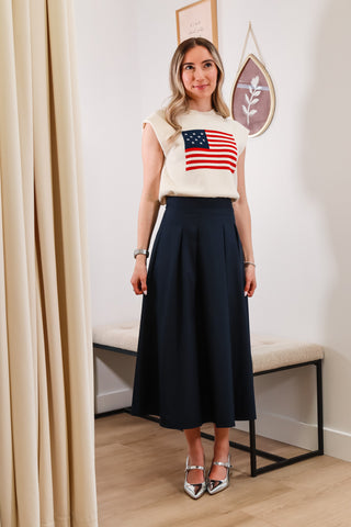 Midi skirt, navy skirt, pleated skirt, navy midi skirt