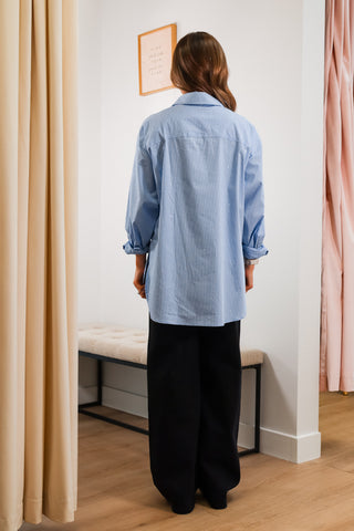 Button down, stripped button down, blue button down, sparkly button down, fall outfit Inspo, blue and white stripped button down