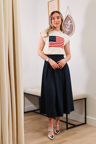 Midi skirt, navy skirt, pleated skirt, navy midi skirt