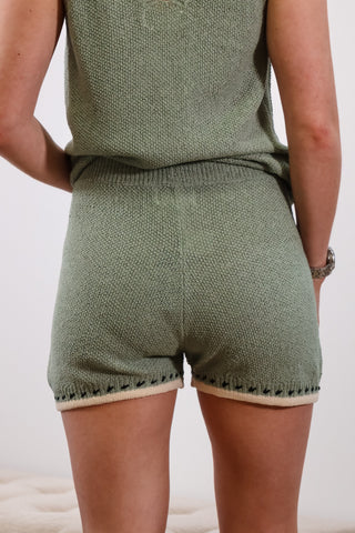Green shorts, knit shorts, shorts