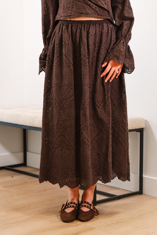 Cute brown Fall long  skirt for fall, Fall brown skirt, Brown fun textured skirt for fall, Brown skirt