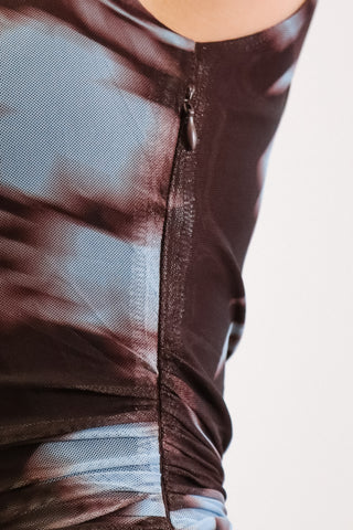 Long medi dress, blue and brown midi dress, fall brown dress, blue and brown fall dress, long brown dress