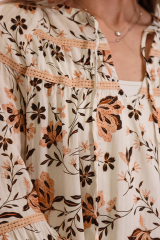 blouse, long sleeve tops, floral tops, V-neck tops