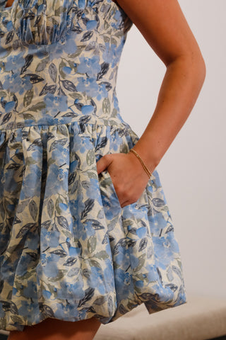 Mini dress, blue dress, blue mini dress, floral dress, floral mini dress, summer dress