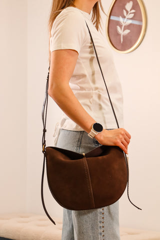 Brown- BENNET purse, brown classic purse, medium to large size purse, crossbody or shoulder bag