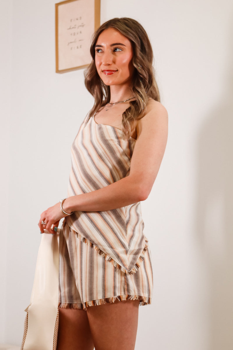 Stripped top, one shoulder top, asymmetrical top