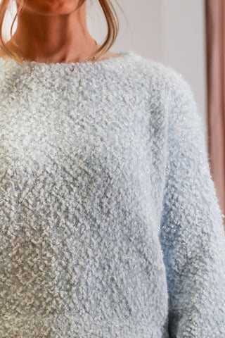 Baby blue sweater, Sparkly Baby blue sweater, long sweater