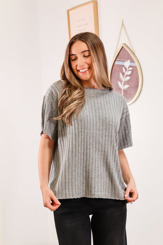 Grey short sleeve top, gray short sleeve top, long grey short sleeve top, long gray short sleeve top, gray tops, grey tops, fall tops, fall short sleeves, grey fall tops, gray fall tops, short sleeve tops