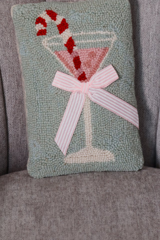 Christmas tree pillow,pillow, throw pillow, pink pillow, pink tree pillow with a bow