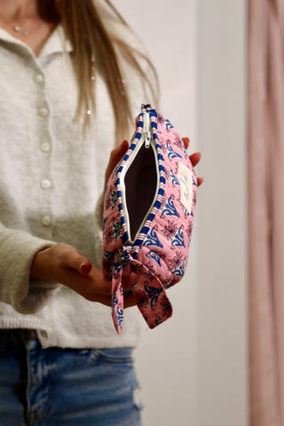 Quilted Pouch - Small - Pink Daisies