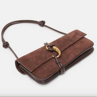 Brown strap handbag with a gold accent, unique brown classy handbag