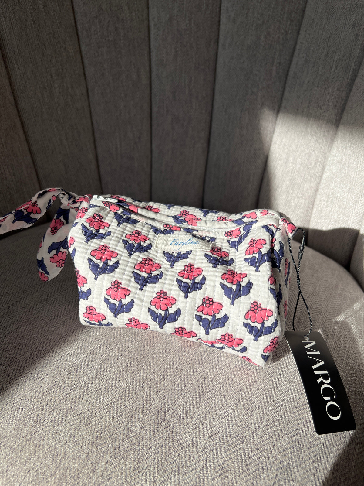 Quilted Pouch - Small - Pink Navy