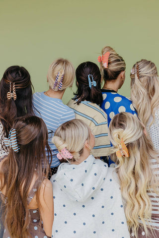 POLKA DOT & STRIPED OVERSIZED CLAWS: BROWN AND BLUE POLKA DOT
