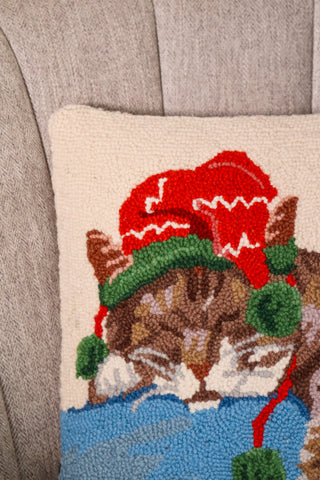 Sleeping cat pillow, festive cat throw pillow, pillow, throw pillow