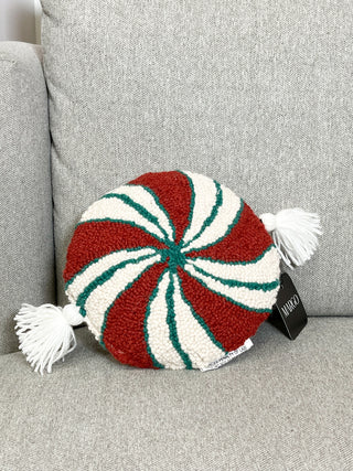 Candy cane pillow, circle pillow
