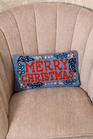 Christmas Pillow, Pillow, blue pillow, Merry Christmas pillow