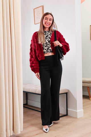 Chunky Red cardigan, Cropped red cardigan, open cropped cardigan, red cardigan