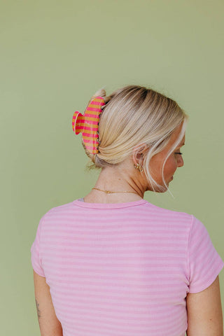 POLKA DOT & STRIPED OVERSIZED CLAWS: BROWN AND BLUE STRIPED