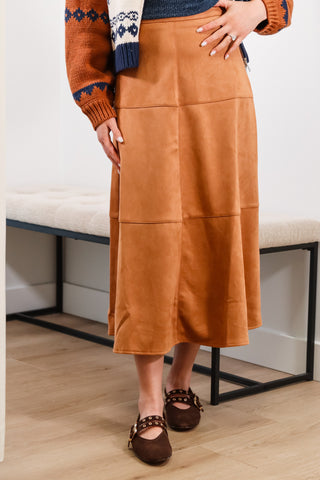 Risk Taker Faux Suede Exposed Stitch Skirt