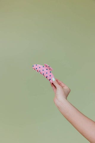 POLKA DOT & STRIPED OVERSIZED CLAWS: BROWN AND BLUE POLKA DOT