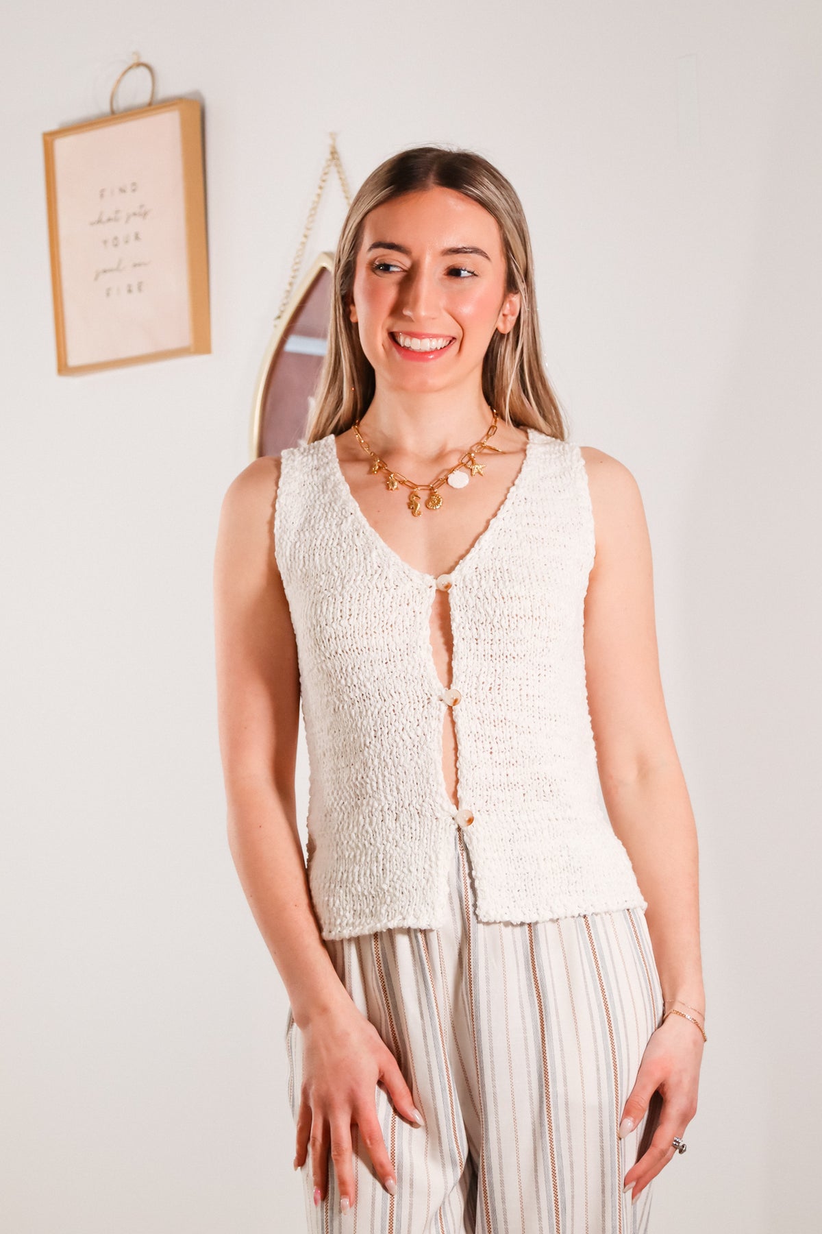 knit sweater vest, swim cover up, open knit tank top, chunky knit sweater vest