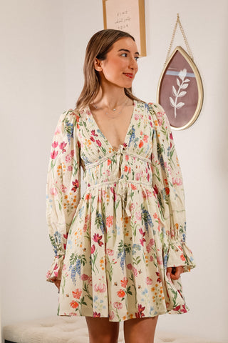 mini dress, summer dress, spring dress, floral dressy, flowy dress, vacation dress, long sleeve dress