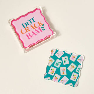 Table Talk Acrylic Coaster Set–It's Mahj Time