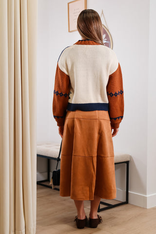 Risk Taker Faux Suede Exposed Stitch Skirt