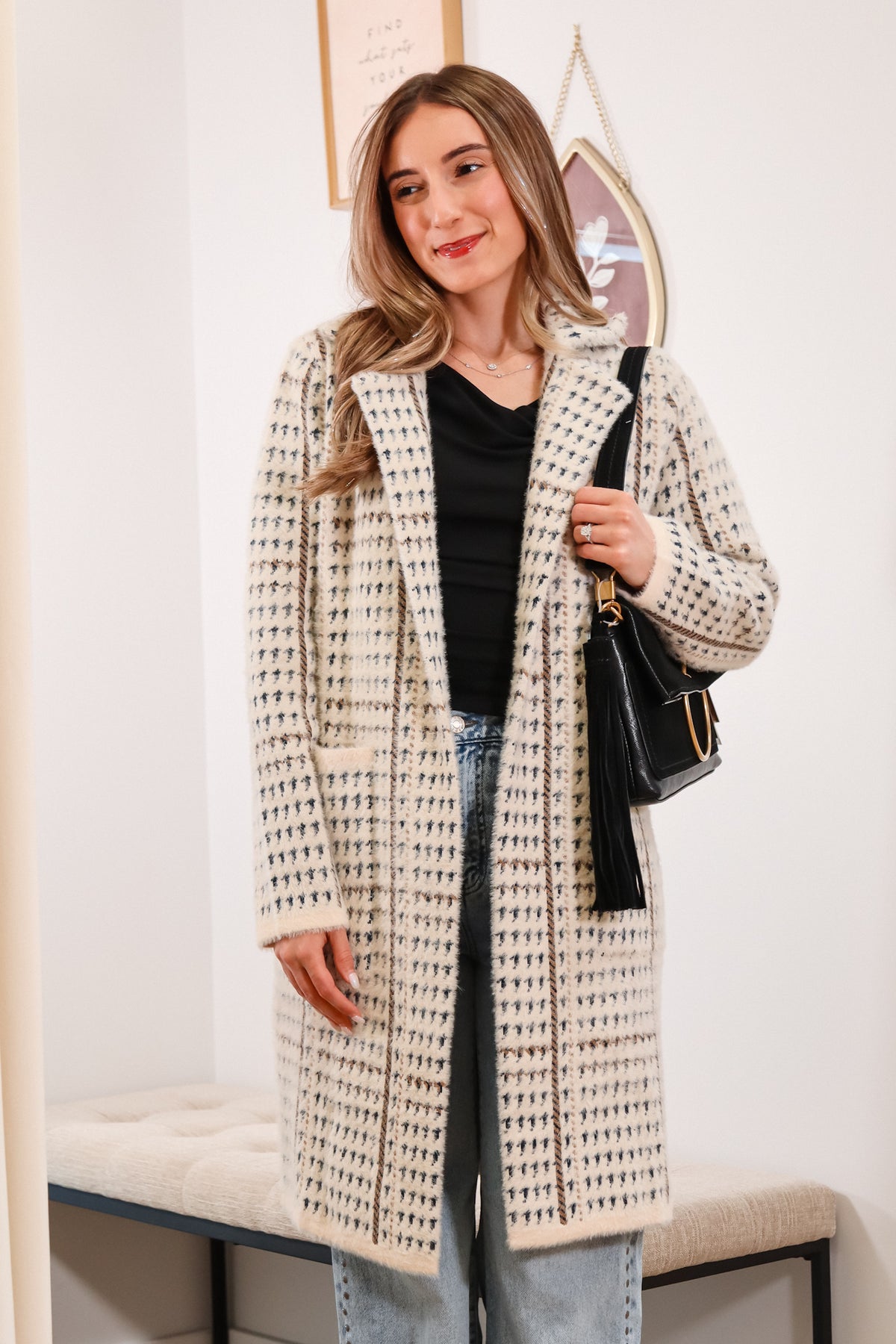 Houndstooth coat, fall coat, winter coat, fall outfit, fall outfit inspo