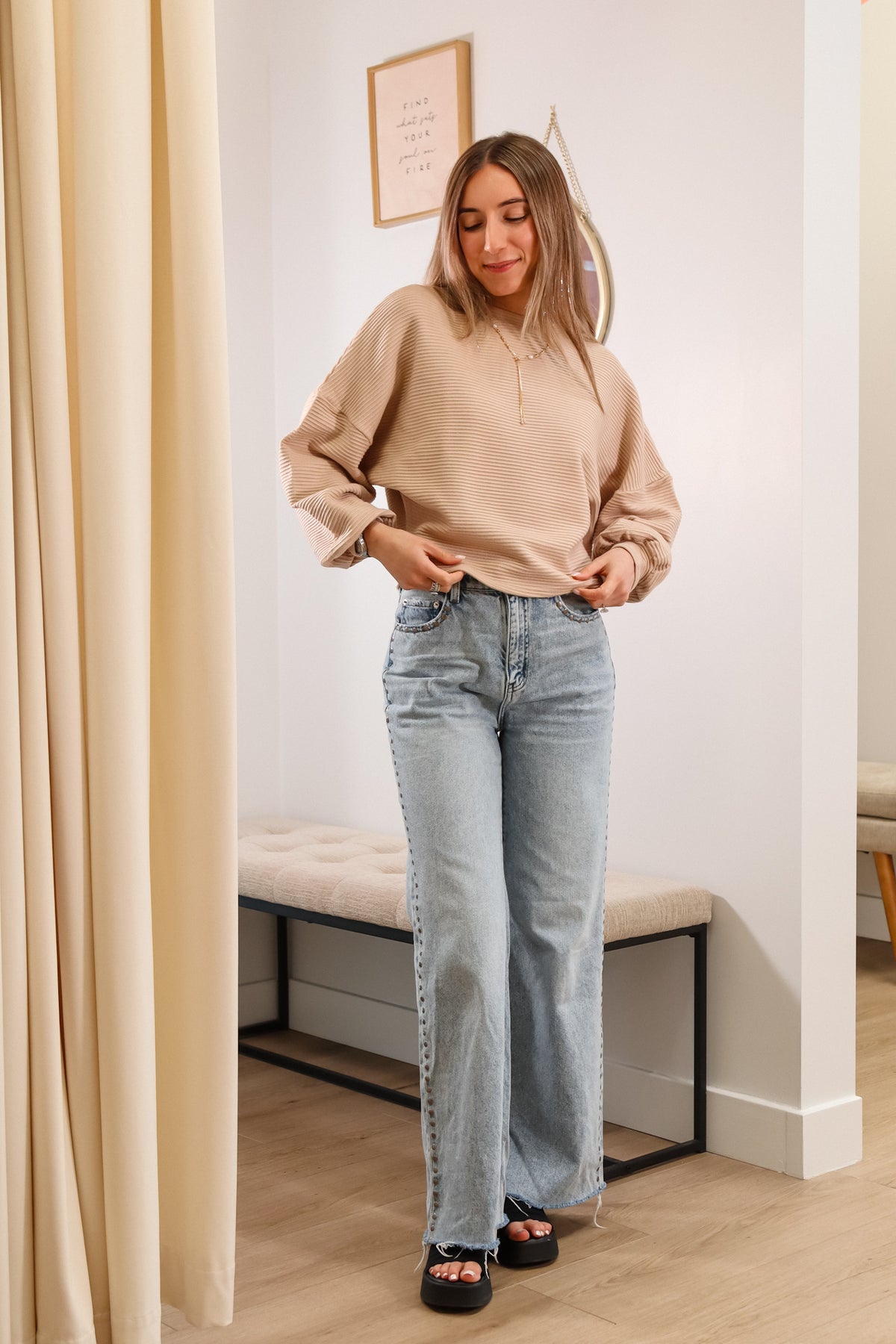 beige sweater, mid length beige fall sweater, beige fall textured sweater