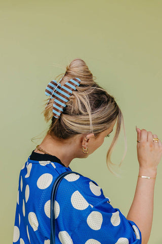 POLKA DOT & STRIPED OVERSIZED CLAWS: BROWN AND CREAM STRIPED