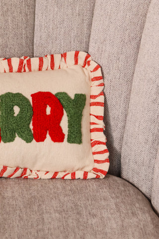 Christmas Pillow, Tiny throw pillow, Holiday gift, Merry pillow