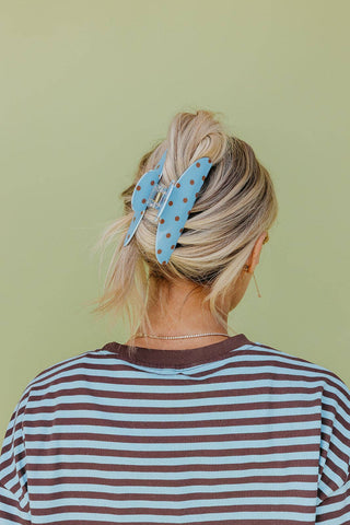 POLKA DOT & STRIPED OVERSIZED CLAWS: PINK AND BLUE POLKA DOT