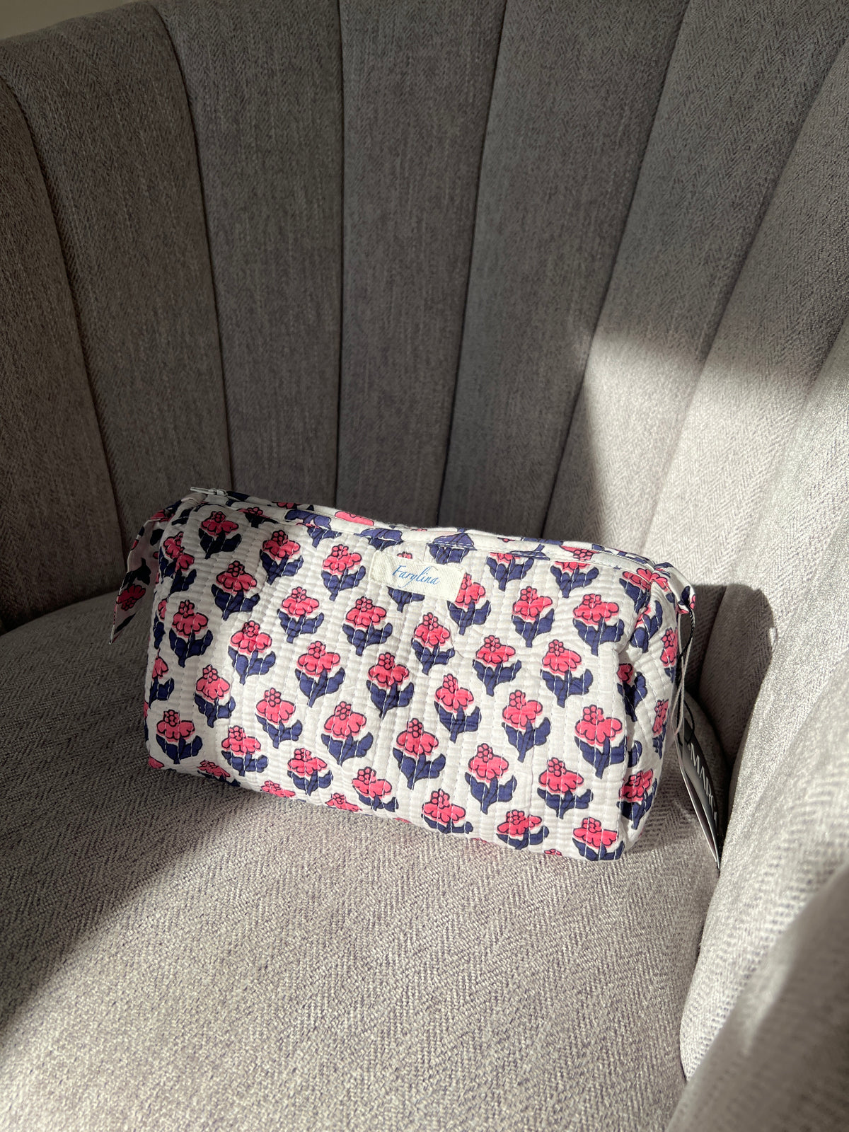 Quilted Pouch - Large - Pink Navy