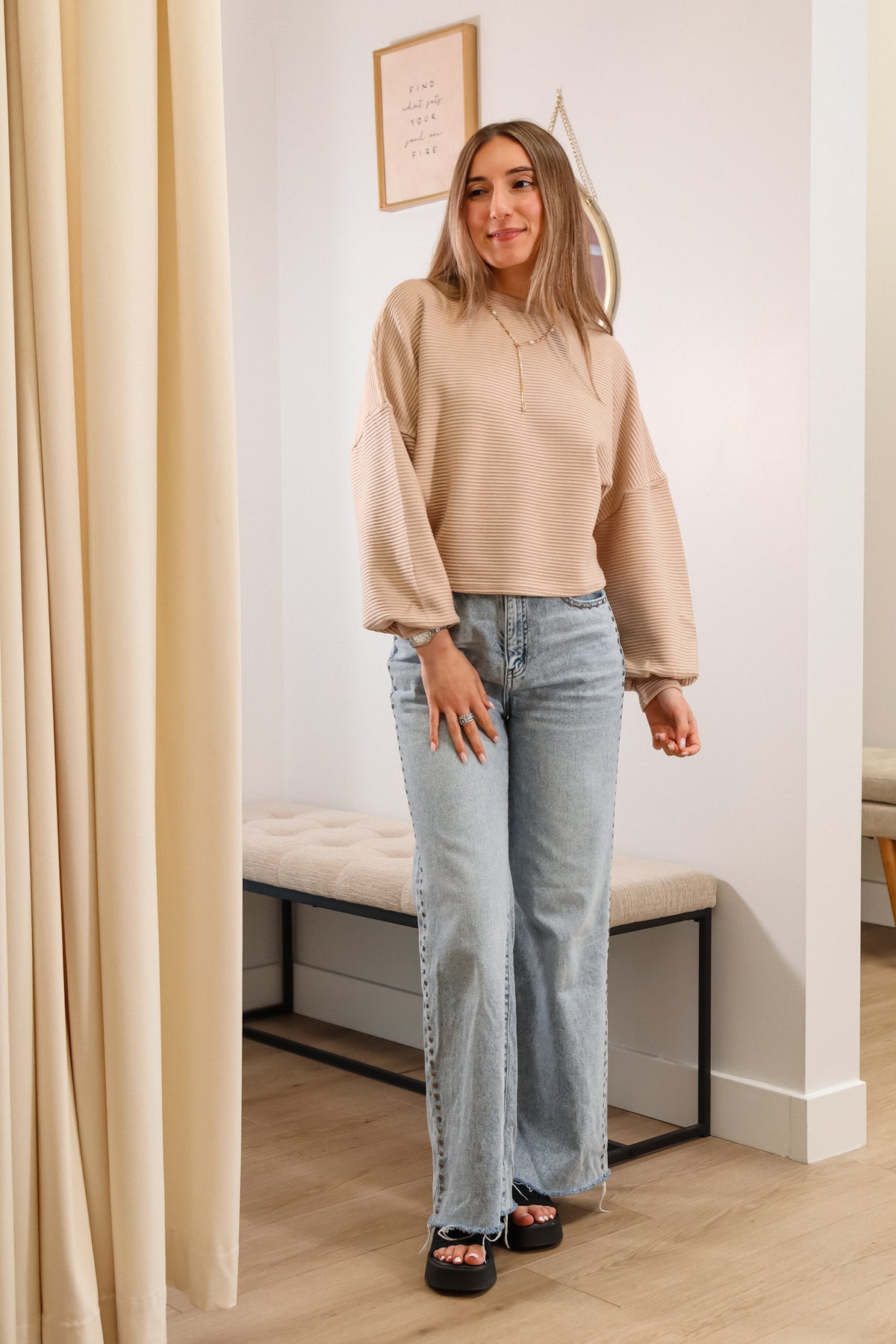 beige sweater, mid length beige fall sweater, beige fall textured sweater