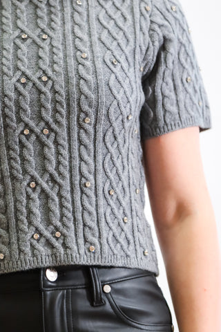 Ronnie Rhinestone Short Sleeve Sweater