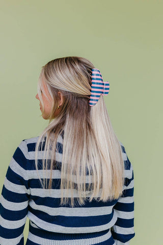 POLKA DOT & STRIPED OVERSIZED CLAWS: BROWN AND CREAM STRIPED