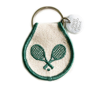 Paddle keychain, green and white keychain 