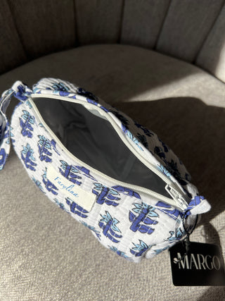 Quilted Cosmetic Pouch - Small - Blue