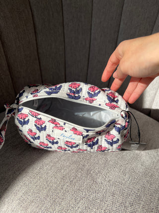 Quilted Pouch - Medium - Pink Navy