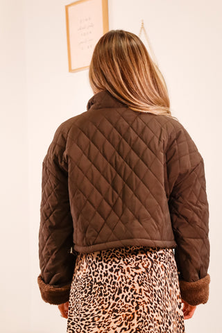 Cropped fall jacket, cropped brown jacket, brown jacket, fur brown jacket, comfortable brown coat, trendy coat